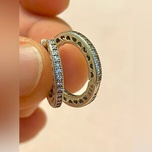 925 Silver Heart-Patterned earrings, fully inlaid with CZ stones